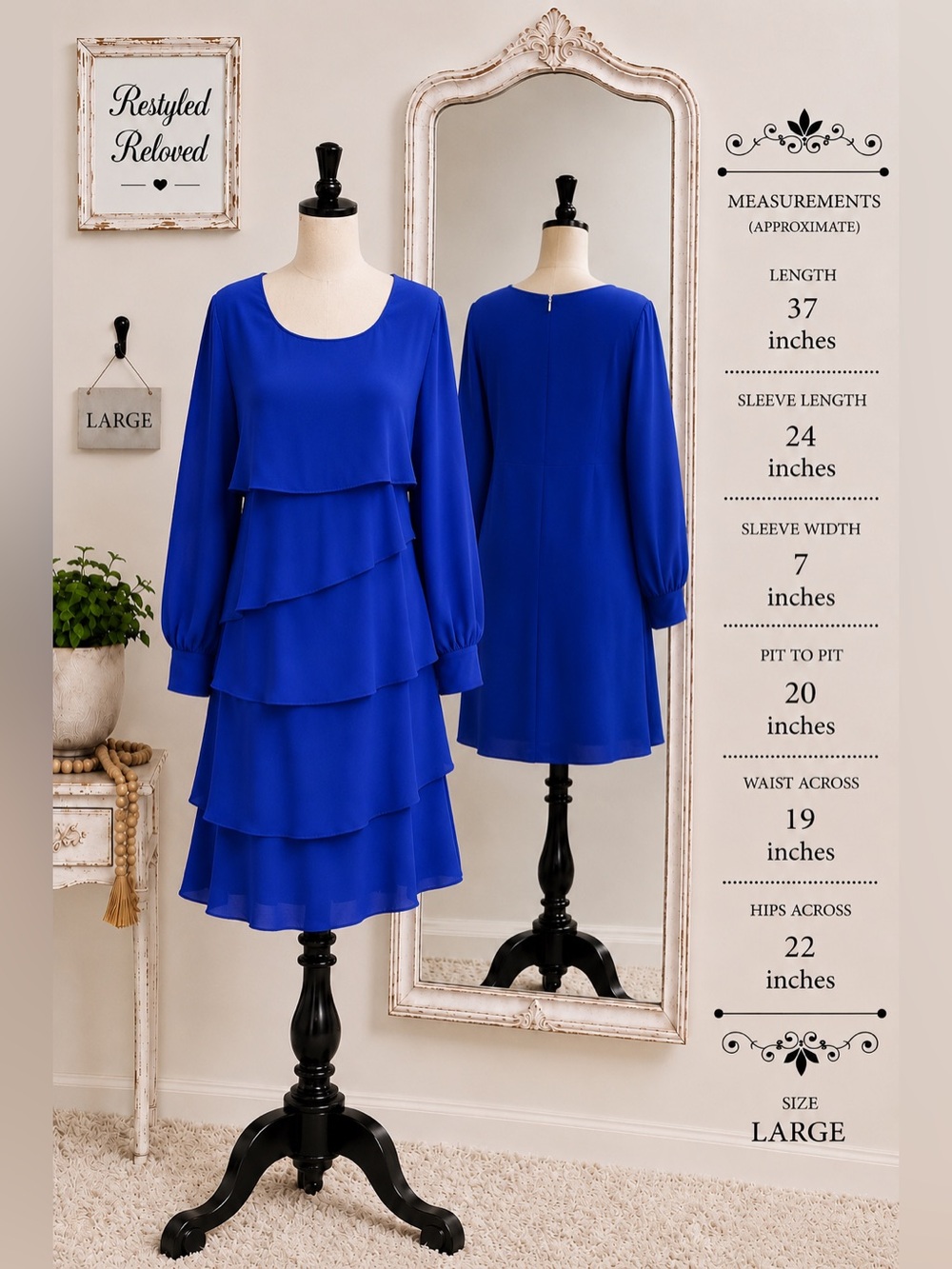 Yesfashion Tiered Ruffle Swing Dress Blue Size Large